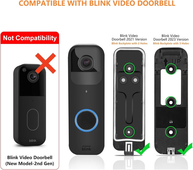 delilyn 2in1 Power Cable with Adapter & Adhesive Doorbell Mount Compatible with Blink Video Doorbell 1st-2023 Release, Doorbell Transformer with 16.4ft Charging Cord for Blink Video Doorbell Camera, No Drill - Image 2